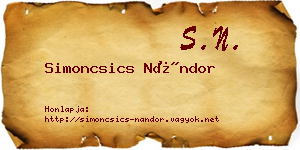 Simoncsics Nándor névjegykártya